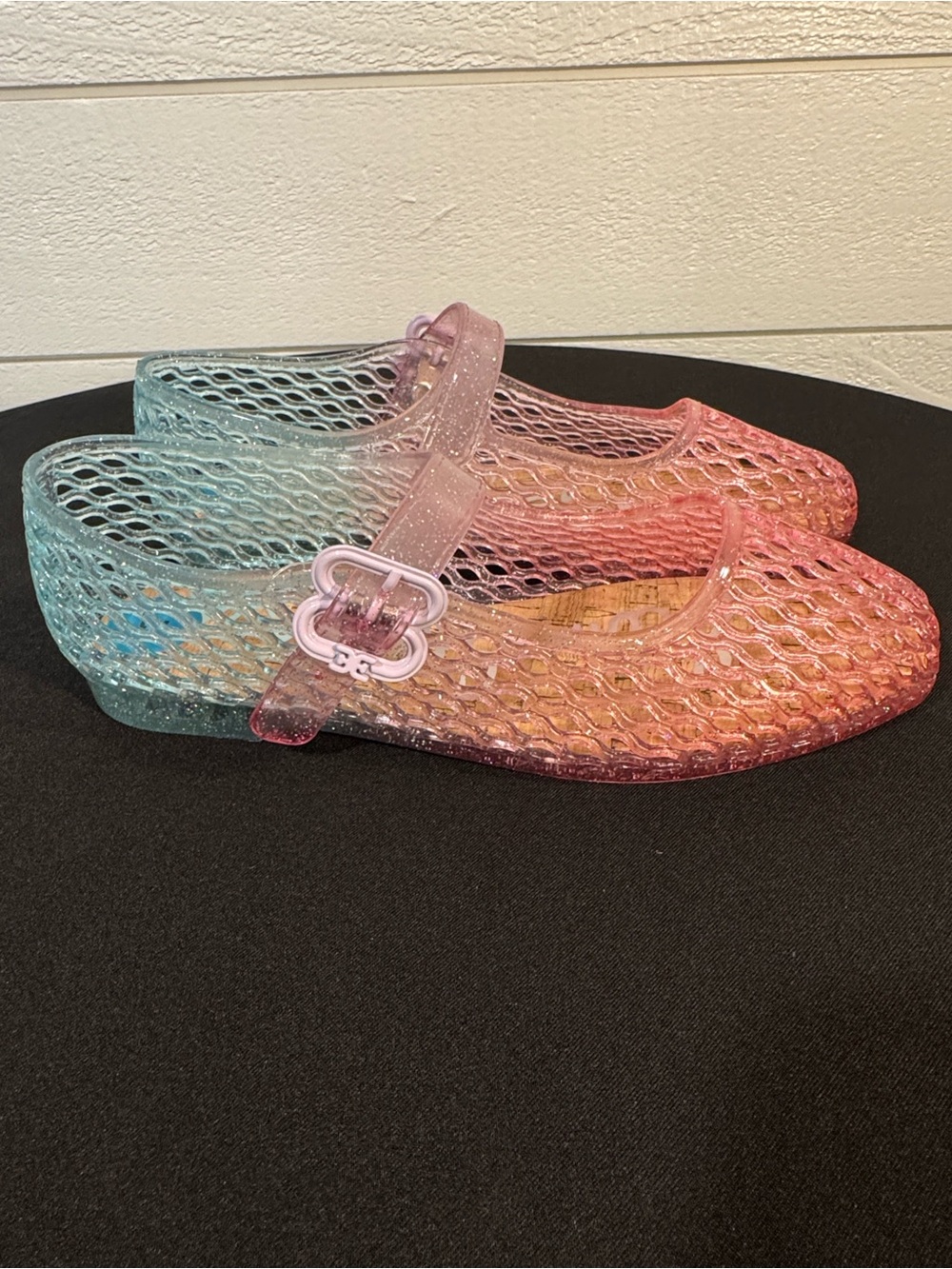 Sam Edelman Glitter Ombre Jelly Mary Jane Flats - Pink to Blue- 2Y